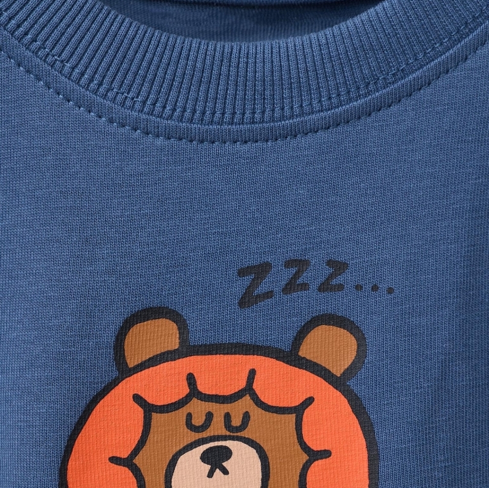 ZARA Blue tshirt with Bear Print - Picture 2 of 2